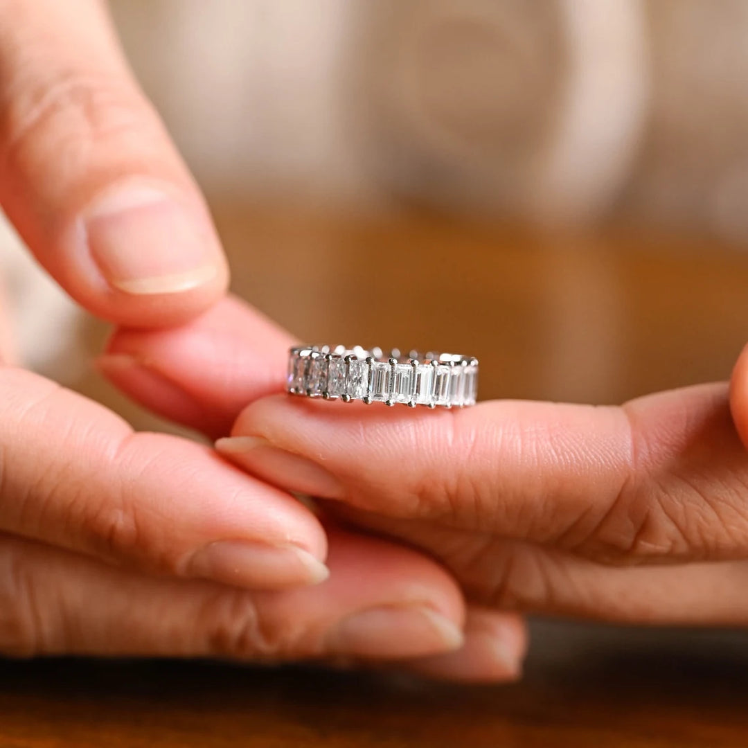 Radiant Cut Moissanite Diamond Full Eternity Wedding Band