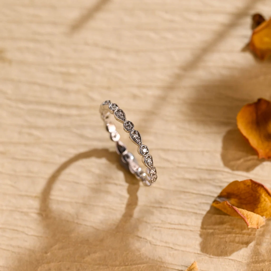 Round Cut Moissanite Diamond Vintage Eternity Wedding Band