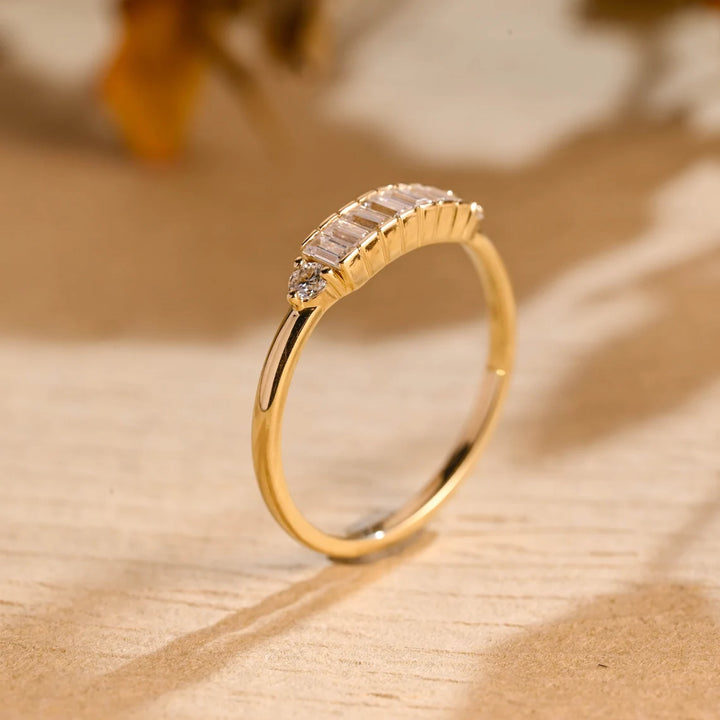 Baguette & Round Cut Moissanite Diamond Wedding Band