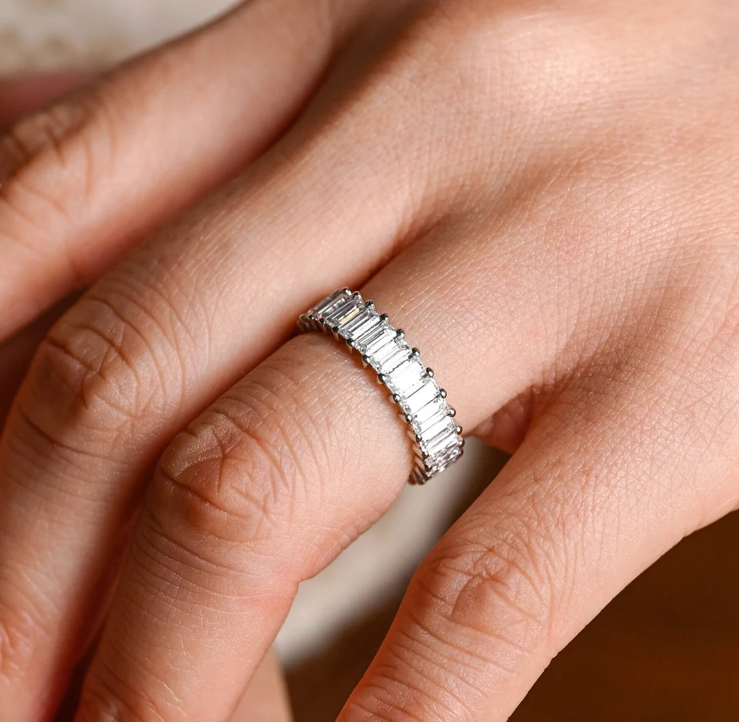 Radiant Cut Moissanite Diamond Full Eternity Wedding Band