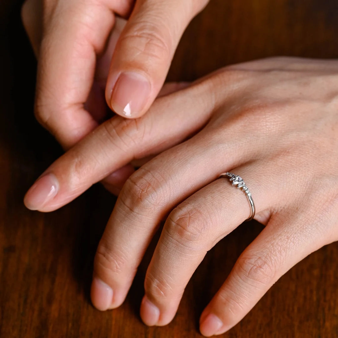 Round & Pear Cut Moissanite Diamond Half Eternity Wedding Band