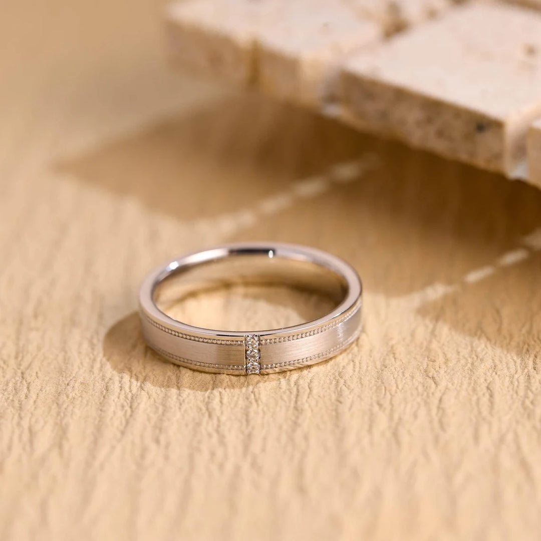 14K Solid Gold Plain Milgrain Wedding Band for Her