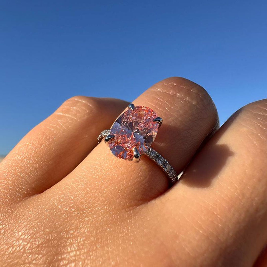 12CT Oval-Cut Light Pink Oval Diamond Blake Lively Engagement Ring
