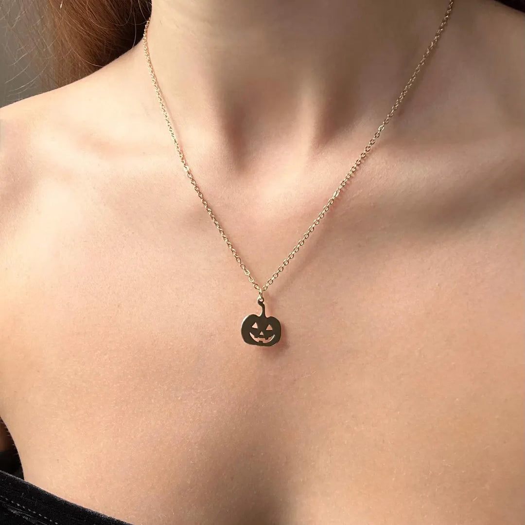 Pumpkin Pendant Necklace Halloween Gift for Her