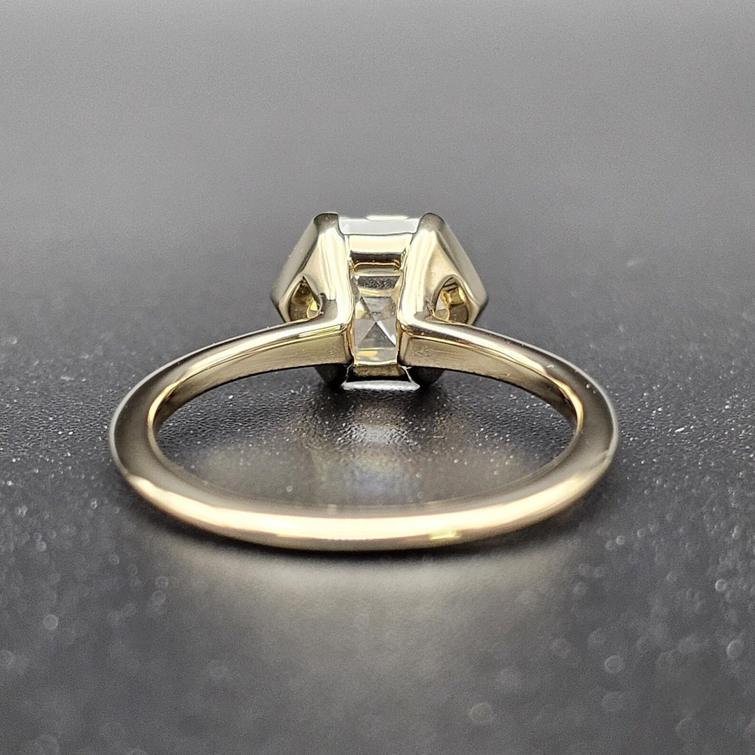 1.0ct-2.0ct Hexagon Cut Diamond Moissanite Half Bezel Engagement Ring