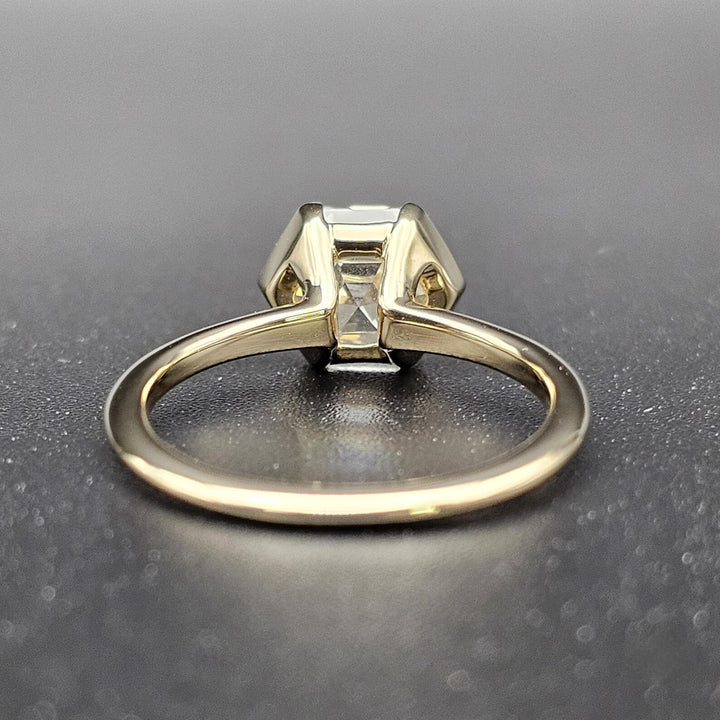 1.0ct-2.0ct Hexagon Cut Diamond Moissanite Half Bezel Engagement Ring