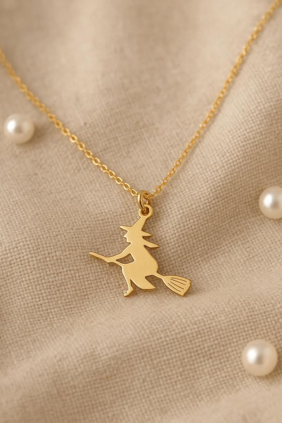 Witch Pendant Necklace Halloween Gift for Woman