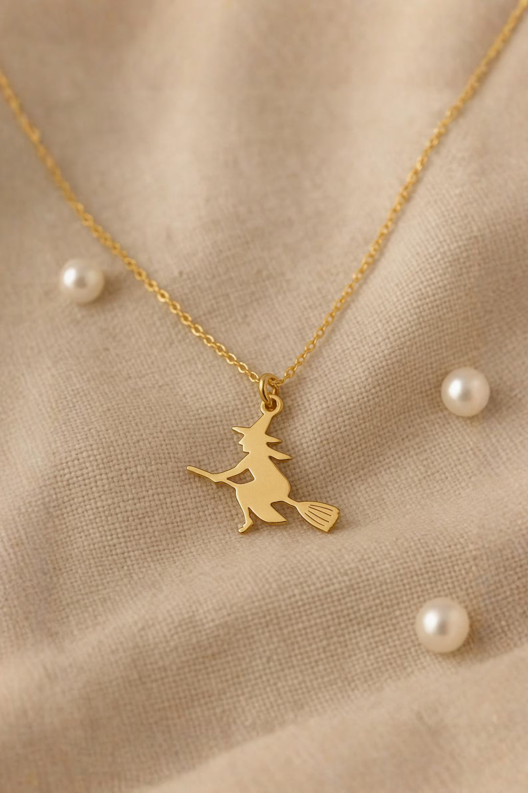 Witch Pendant Necklace Halloween Gift for Woman