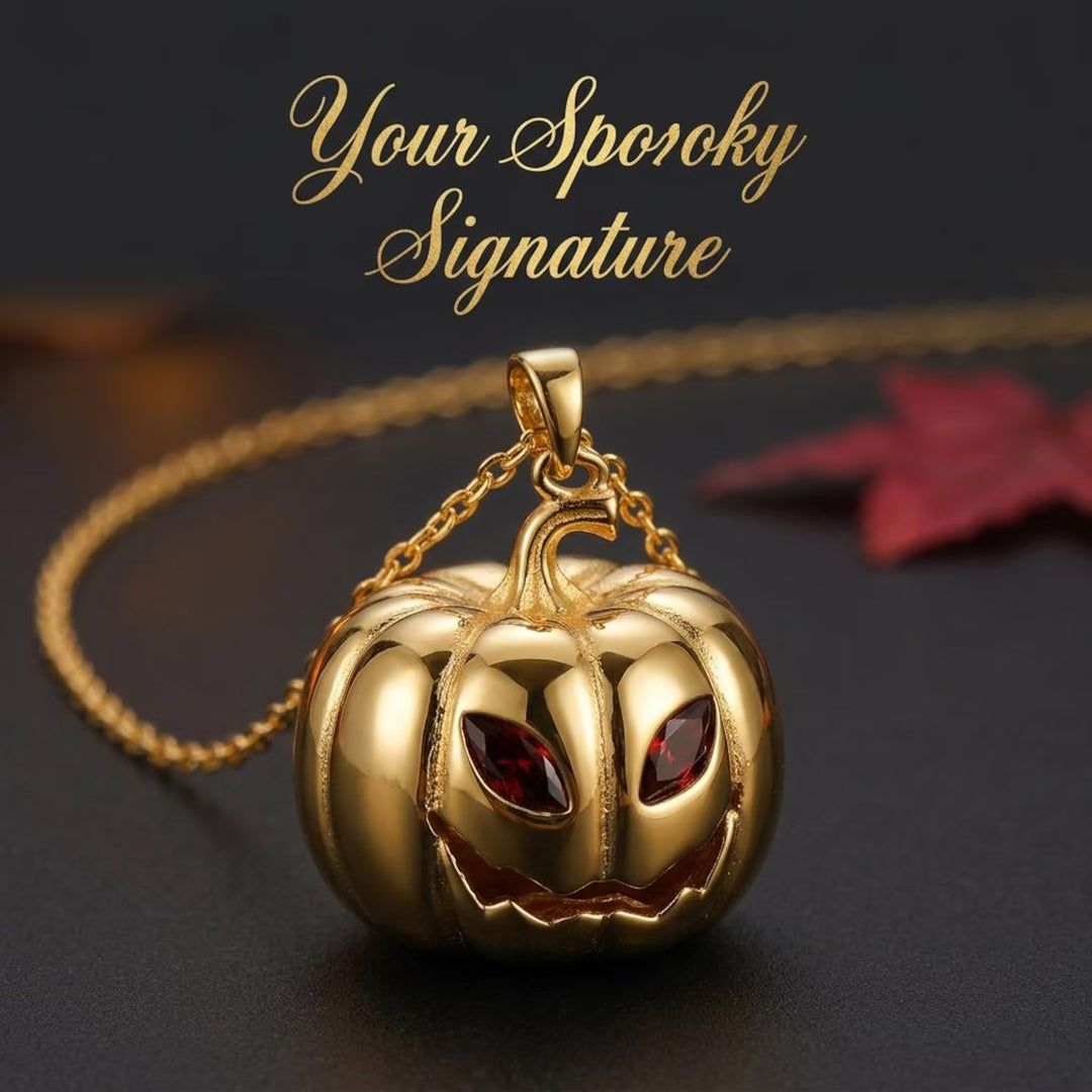 Gold Pumpkin Necklace Halloween Gift For Woman