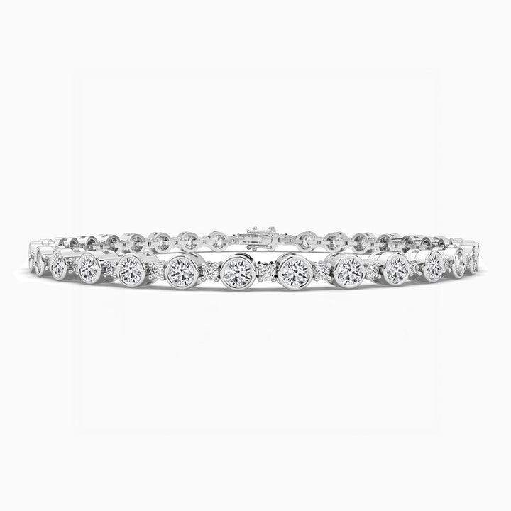 Bezel Set Round Cut Moissanite Diamond Tennis Bracelet For Women