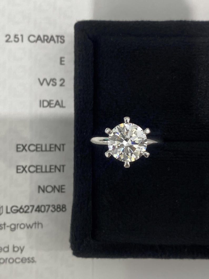 2.50CT-3.50CT Round Cut Moissanite Solitaire Diamond Engagement Ring