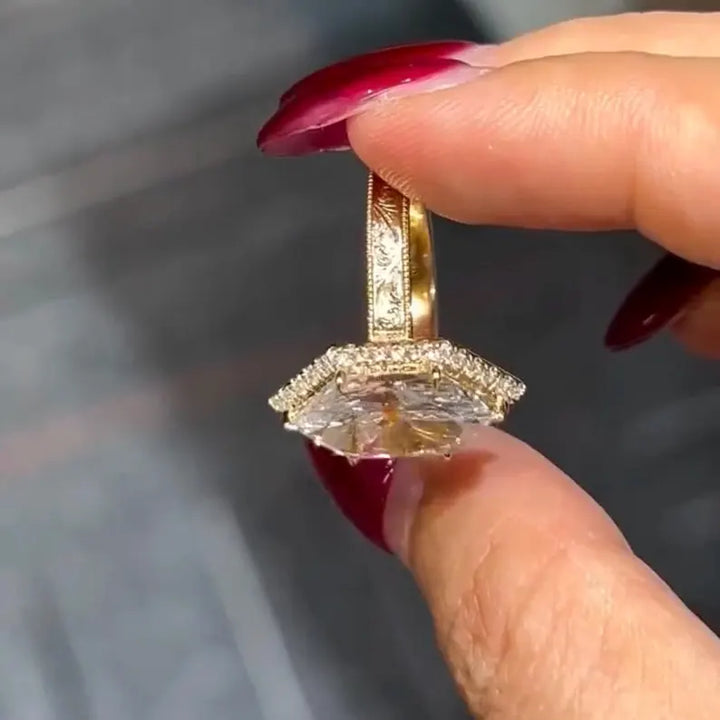 2.0CT to 3.0CT Dutch Marquise Cut Lab Grown Diamond Vintage Milgrain Halo Engraved Engagement Ring