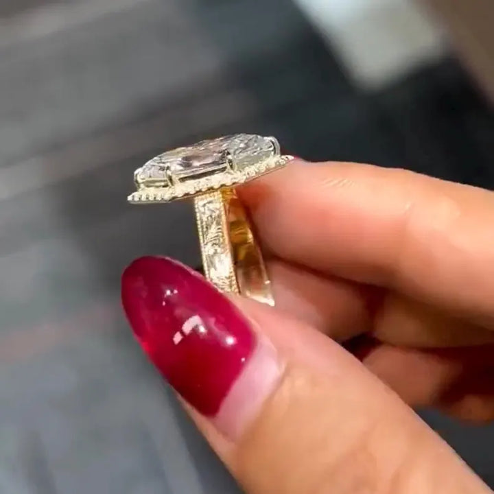2.0CT to 3.0CT Dutch Marquise Cut Lab Grown Diamond Vintage Milgrain Halo Engraved Engagement Ring