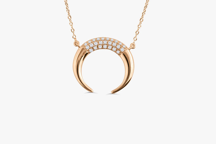 Round Cut Horn Moon Diamond Necklace