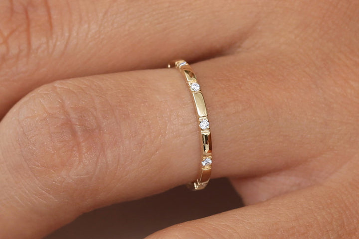 Round Cut Diamond Eternity Stackable Thin Band for Her