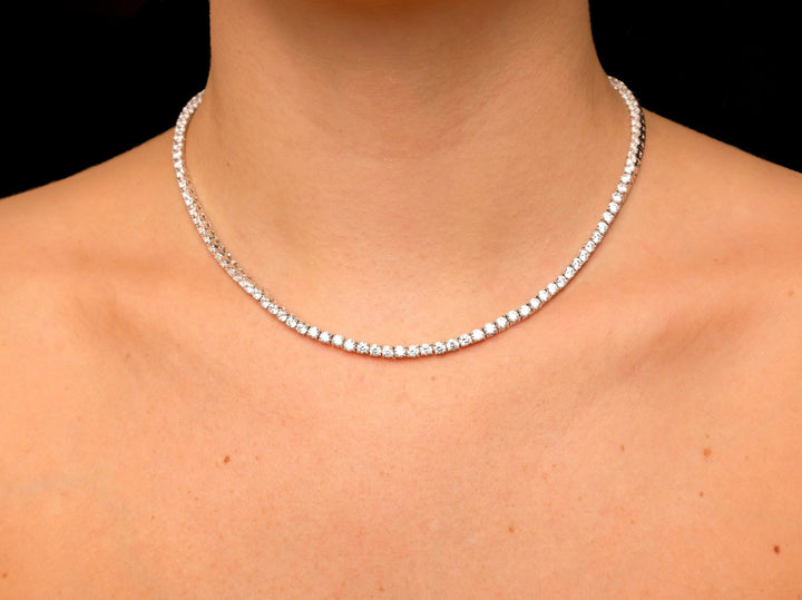 Round Cut Diamond Tennis Moissanite Necklace Gift for Women