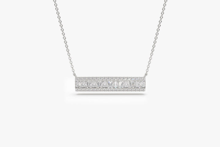 Bar Baguette Diamond Pendant Necklace for Christmas Gift