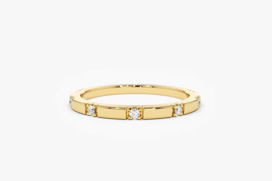 Round Cut Diamond Eternity Stackable Thin Band for Her