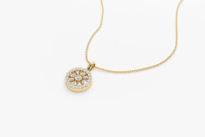 Round & Baguette Cut Diamond Necklace for Anniversary Gift