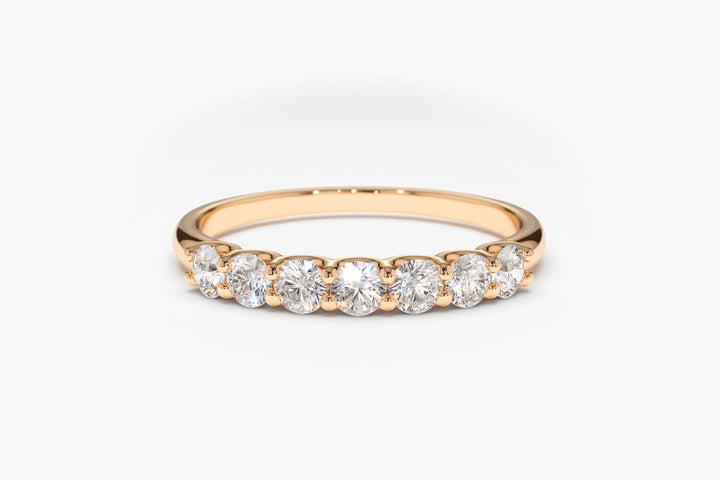 Round Cut Shared Prongs Diamond Band for Women