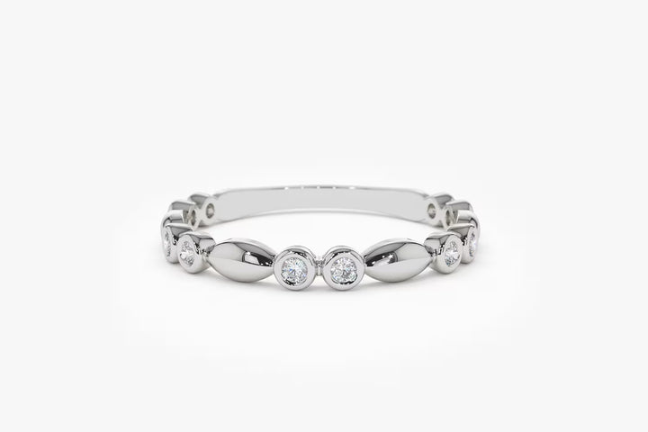 Round Cut Diamond Unique Wedding Stack Ring for Women