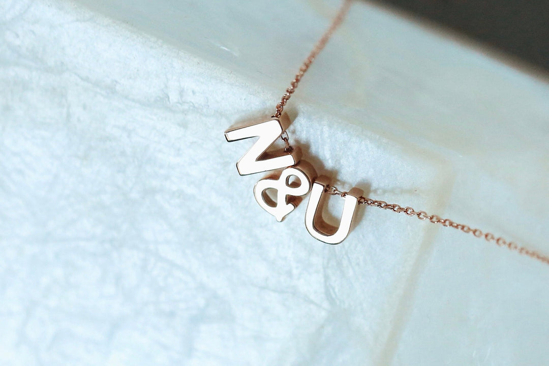 Initial Minimalist Letter Necklace for Women in 18K Gold