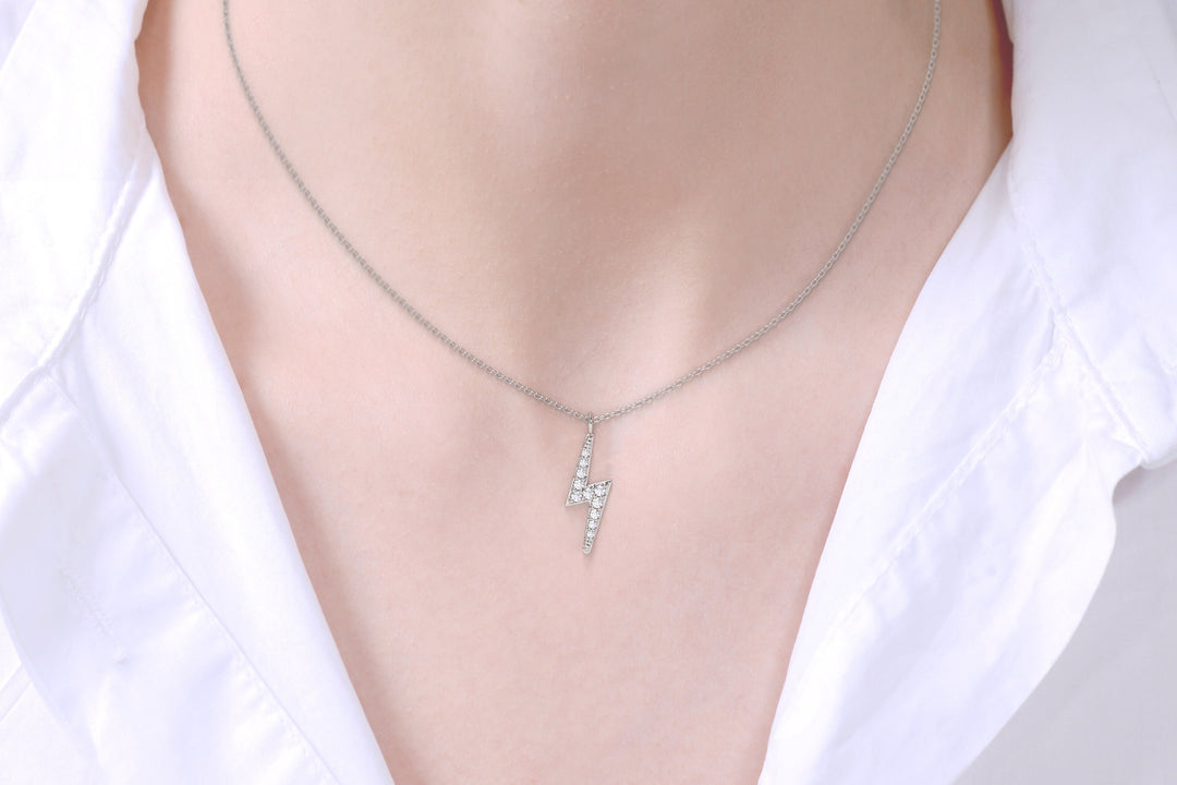 Lightning Bolt Moissanite Diamond Necklace for Women