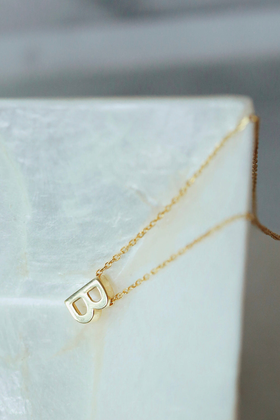 Initial Minimalist Letter Necklace for Women in 18K Gold