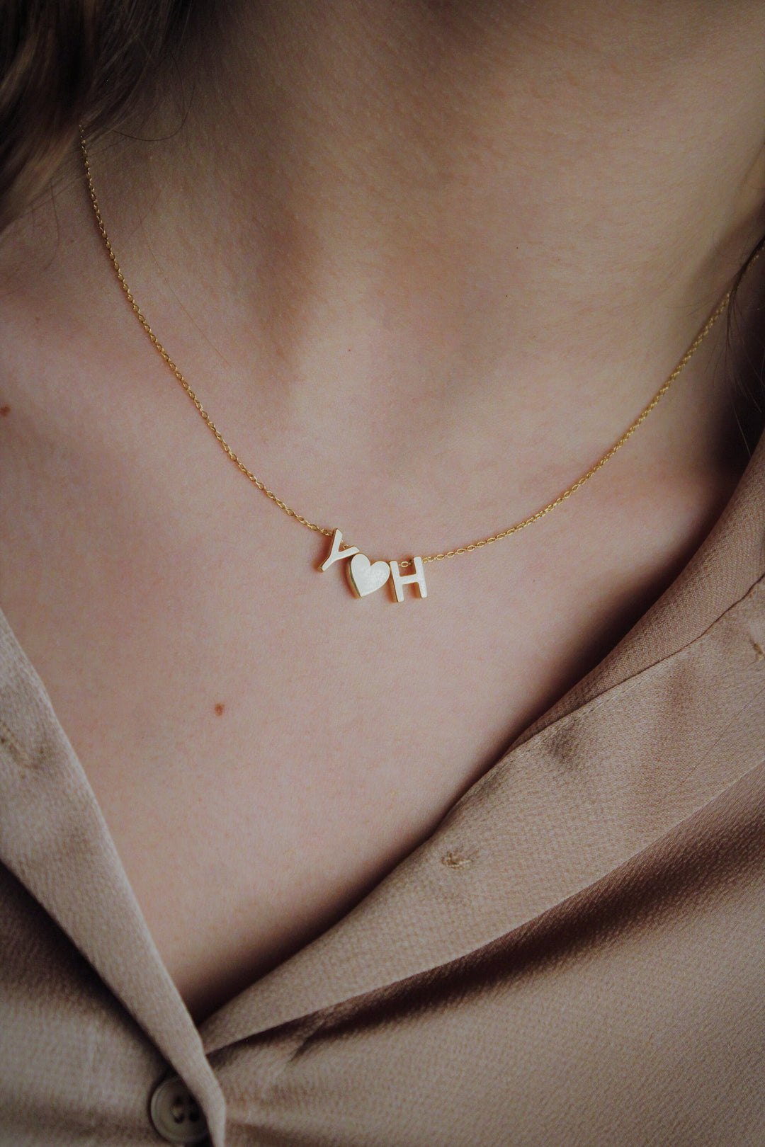 Initial Minimalist Letter Necklace for Women in 18K Gold