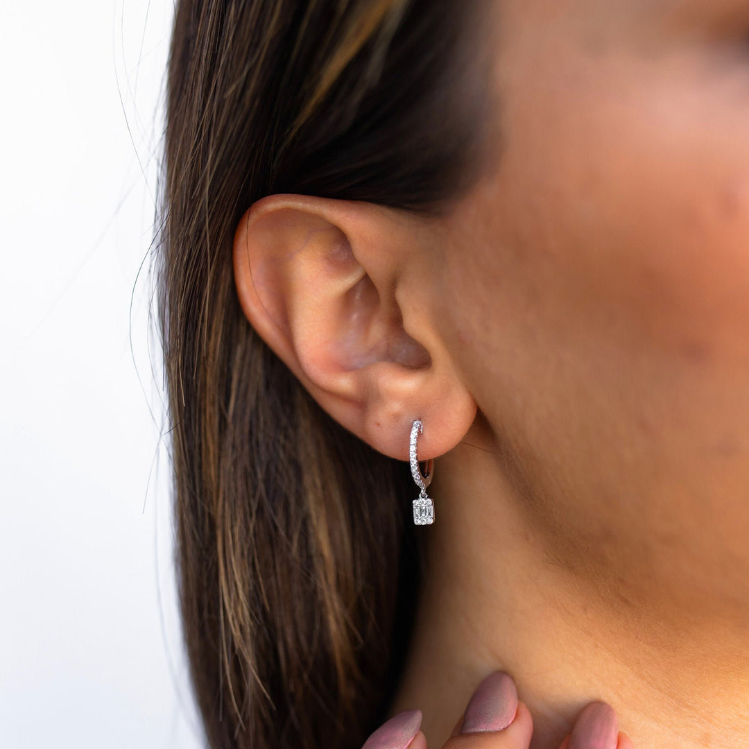 Baguette Hoop Moissanite Diamond Earring for Women