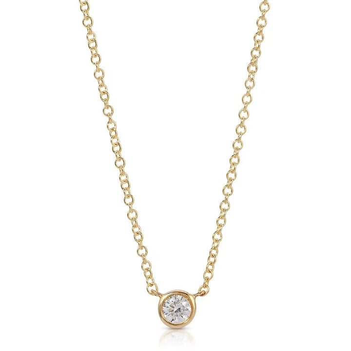 Bezel Set Round Cut Diamond Necklace for Women