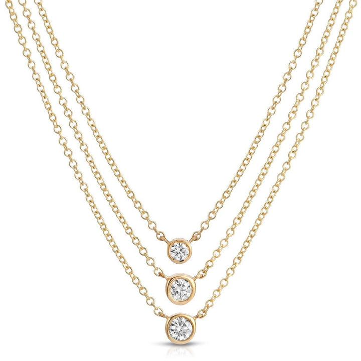 Bezel Set Round Cut Diamond Necklace for Women