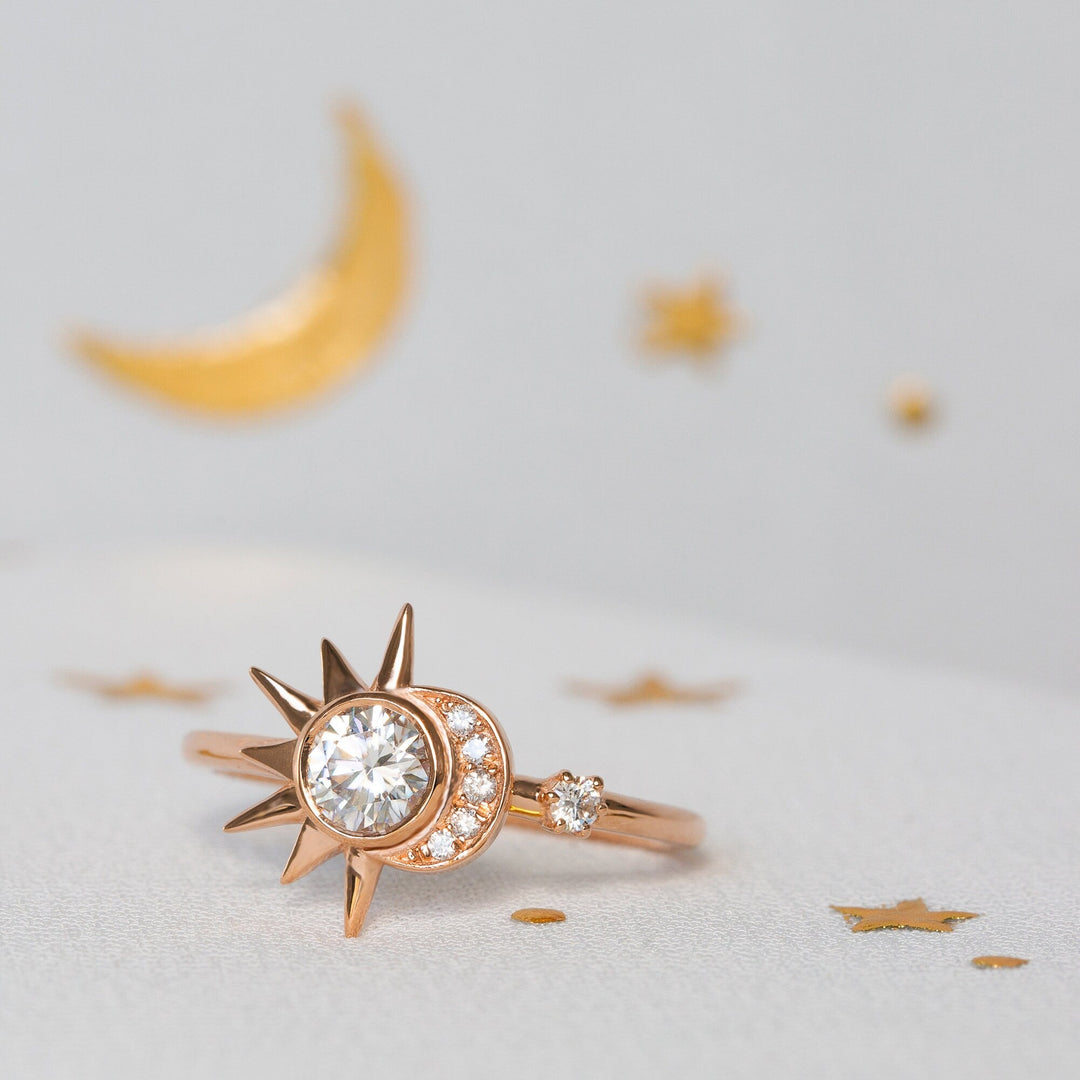 round-moissanite-diamond-sun-crescent-moon-engagement-ring-in-solid-gold