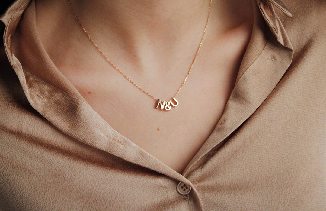 Initial Minimalist Letter Necklace for Women in 18K Gold