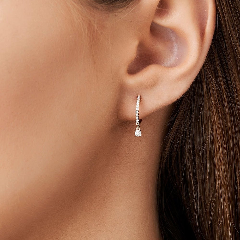Round Cut Diamond Moissanite Hoop Earrings for Women
