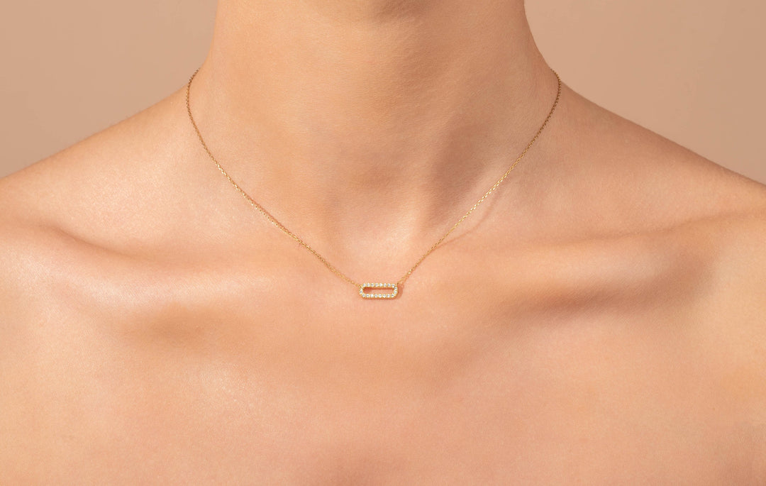 Paper Clip Moissanite Diamond Necklace for Women