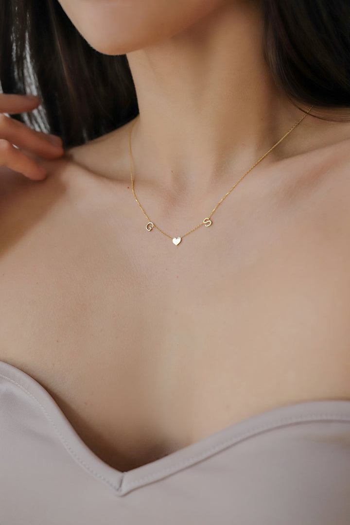 Custom Initial Letter Necklace for Women in 14K Gold