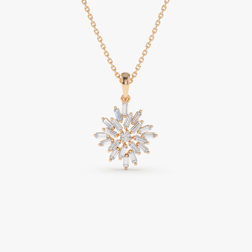 Baguette Cut Diamond Cluster Necklace for Women