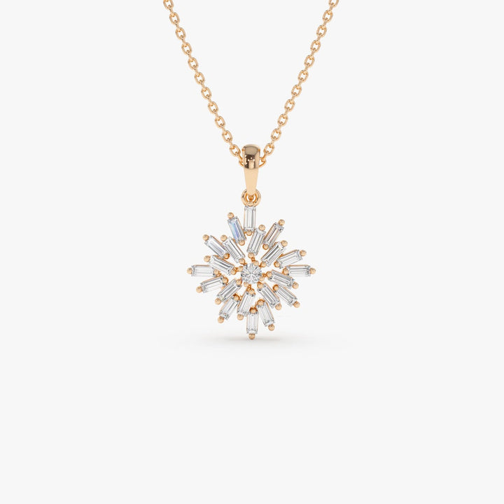 Baguette Cut Diamond Cluster Necklace for Women