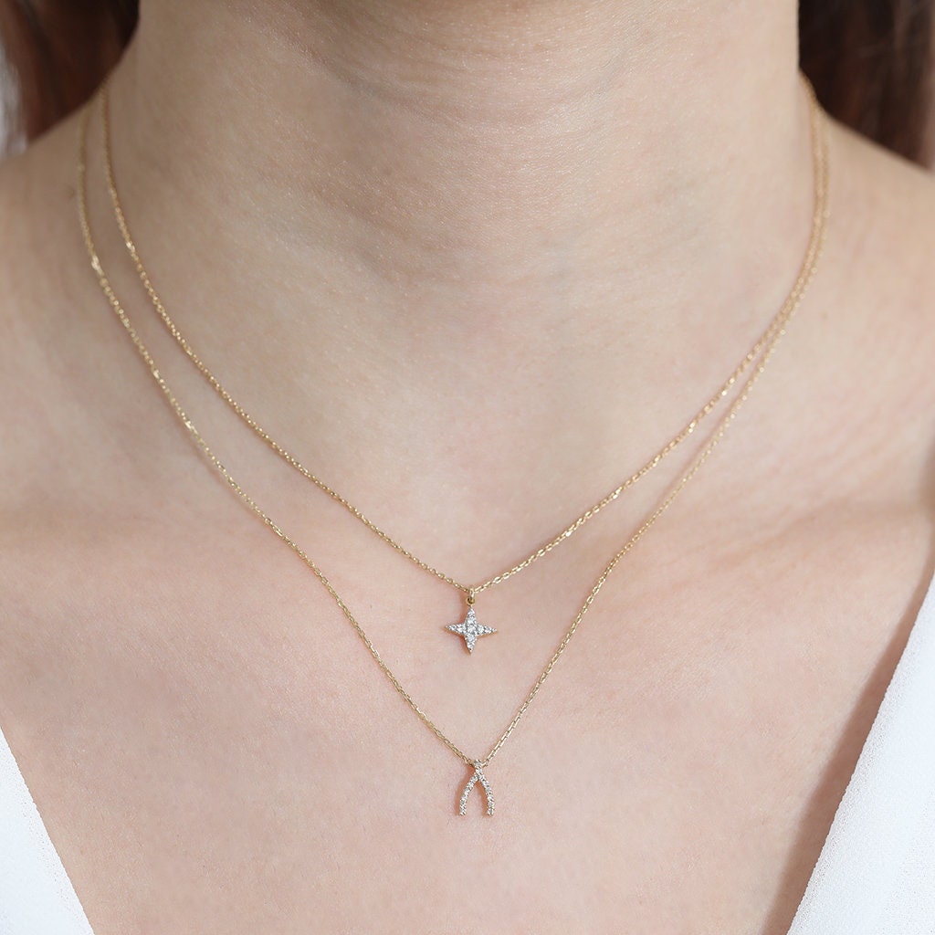 Mini North Star Diamond Necklace Gift for Her