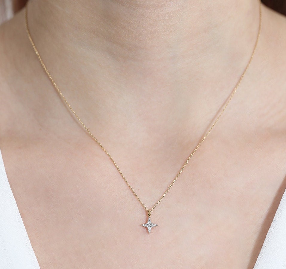 Mini North Star Diamond Necklace Gift for Her