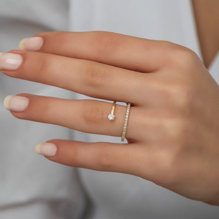 Unique Diamond Ring 14K Gold Dainty Gift for Woman