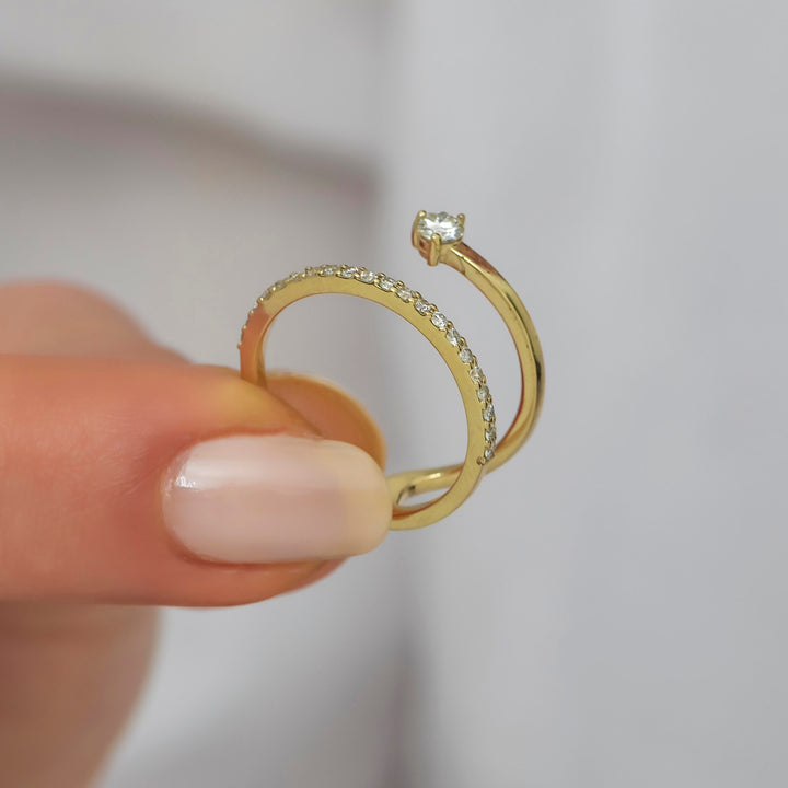 Unique Diamond Ring 14K Gold Dainty Gift for Woman