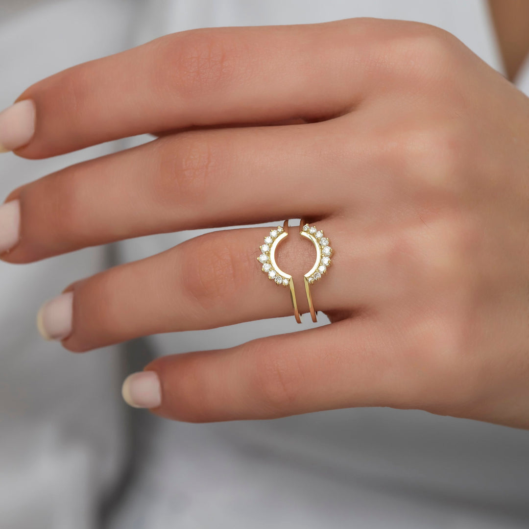 2 Piece Created Round Cut Diamond Woman Ring for Gift