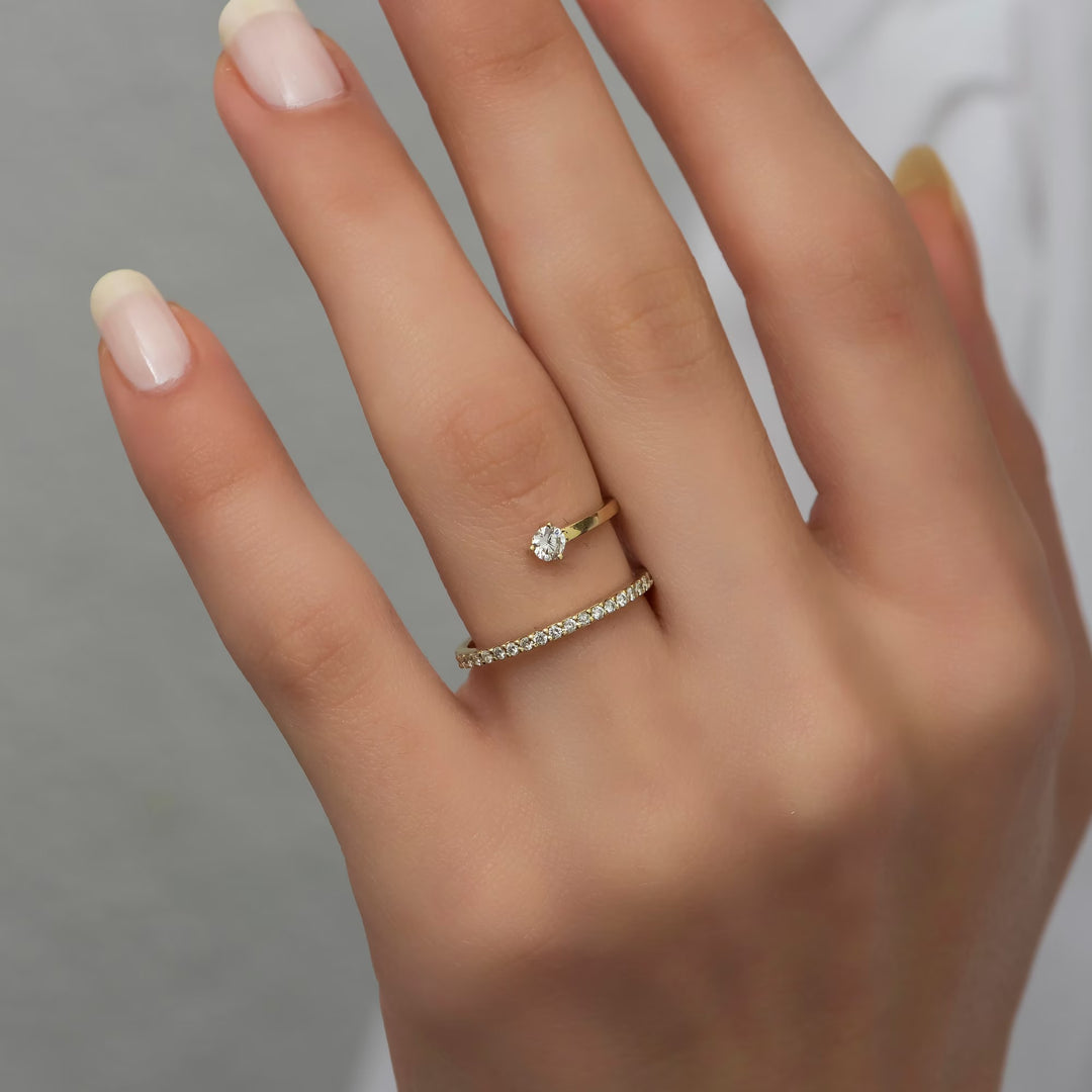 Unique Diamond Ring 14K Gold Dainty Gift for Woman