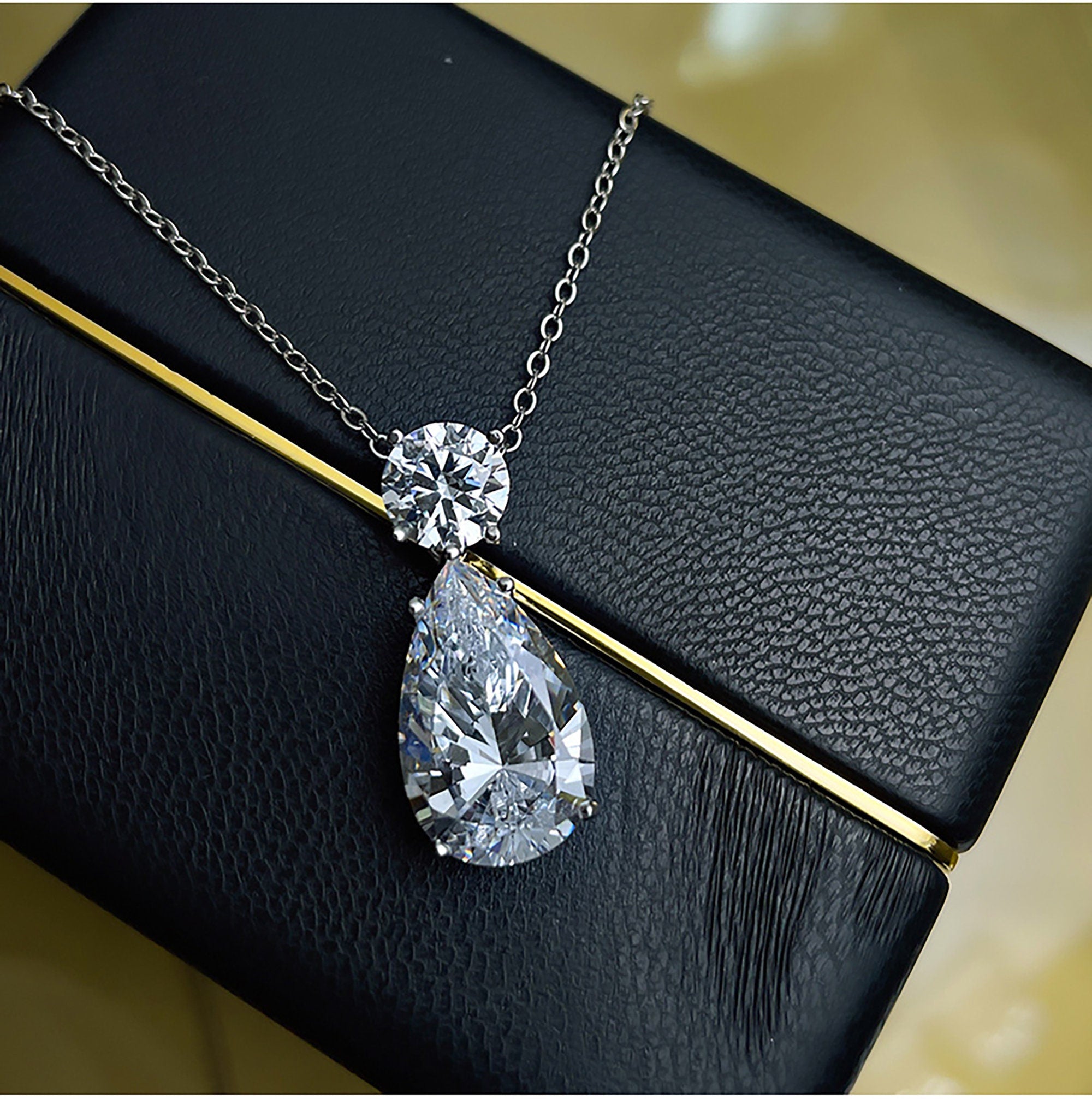 12 ct Three Diamond in Prongs Necklace 14kyg - Sarah O.