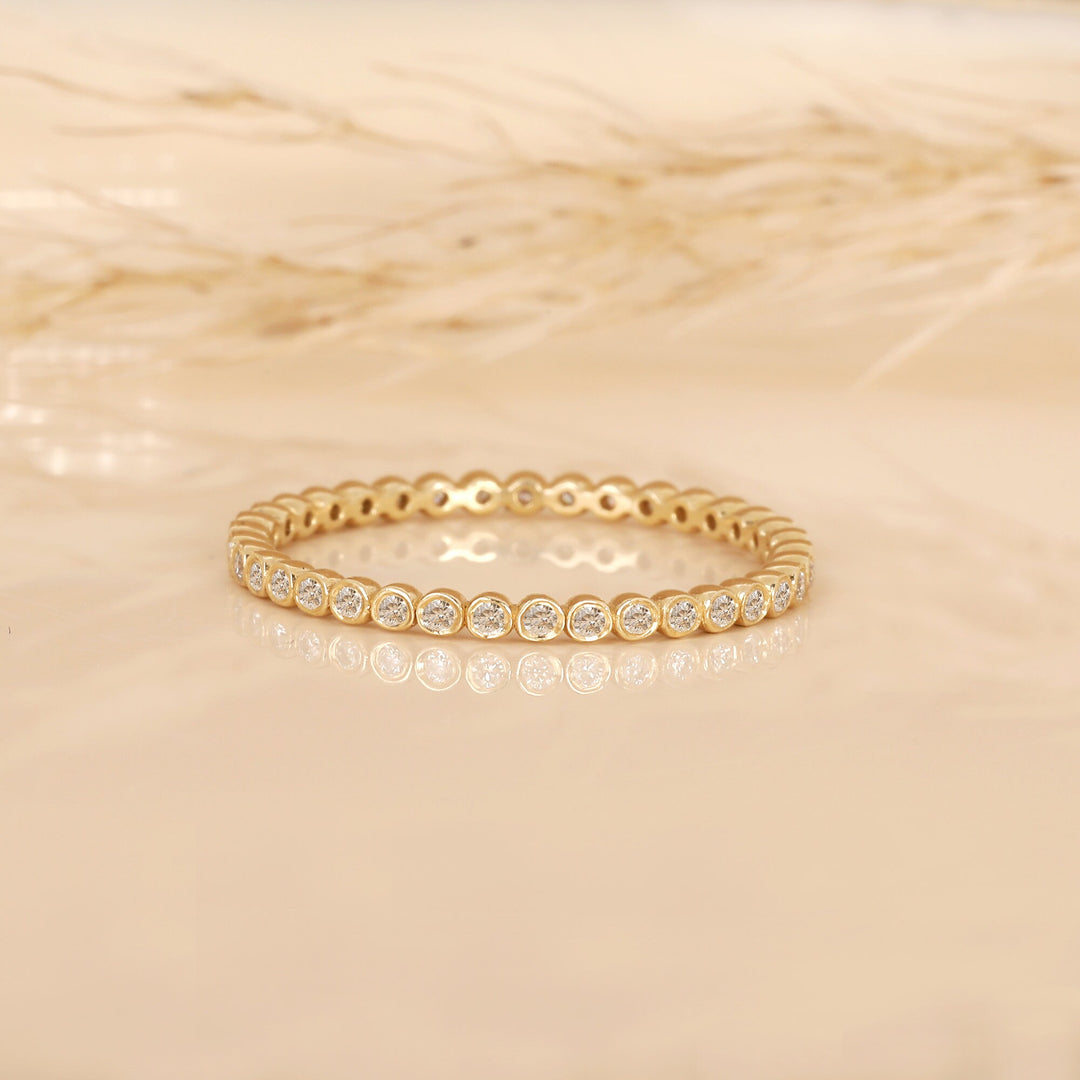 Round Cut Bezel Eternity Diamond Band Gift for Her