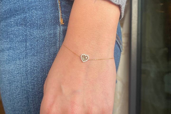 Heart Shape Diamond Halo Bracelet for Valentine Gift