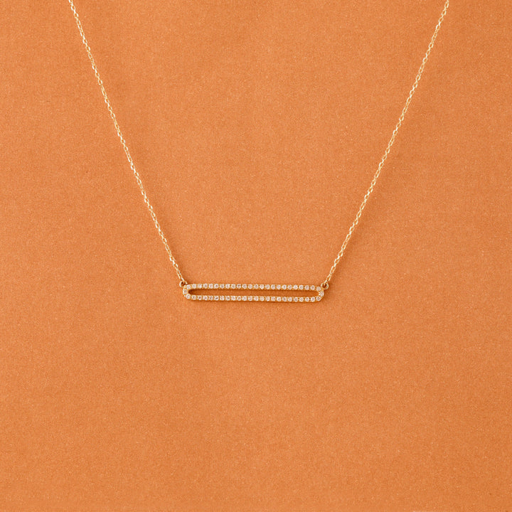 Round Cut Diamond Rectangle Shape Necklace for Her