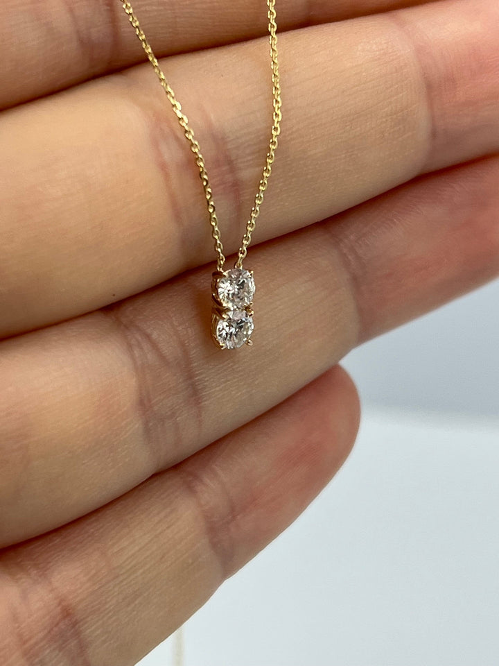 1.0TCW Round Two Stone Moissanite Diamond Necklace for Her